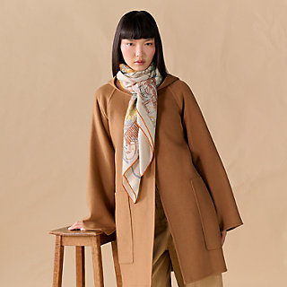 Le Monde d'Hermès shawl 140 - Brown | Hermès UK